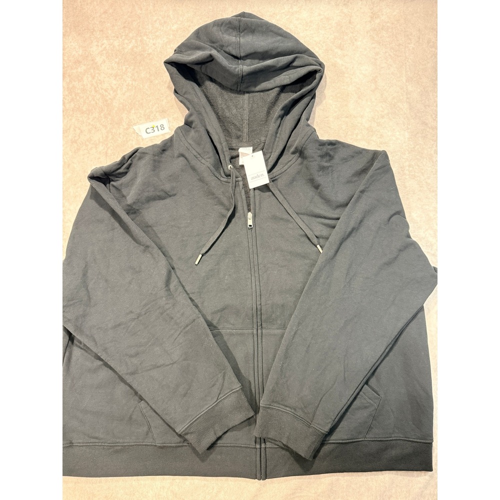 Auden Womens Black Full Zip Fleece Hoodie Sweatshirt Size 2X NWT
